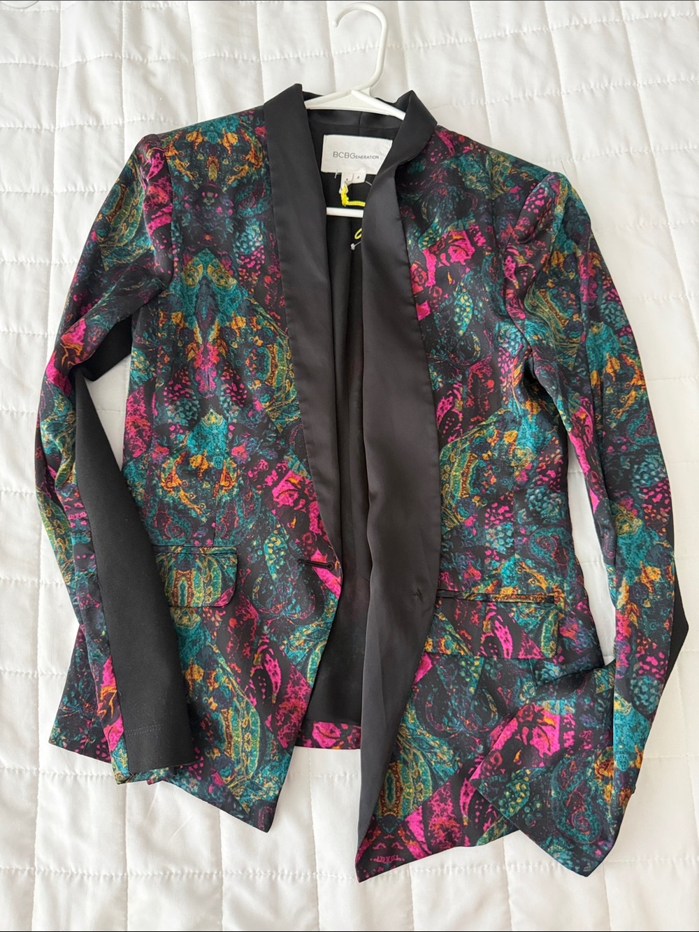 BCBGeneration Black Blazer with Multicolor Paisley Print